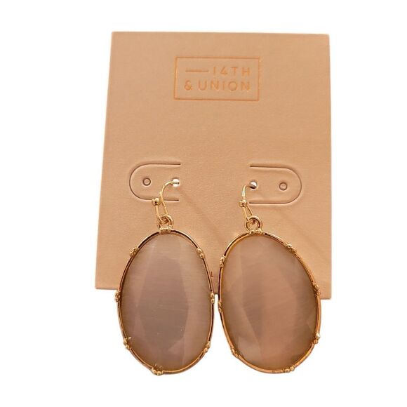 14th & Union Gold and Opal /cream Earrings - Picture 1 of 3